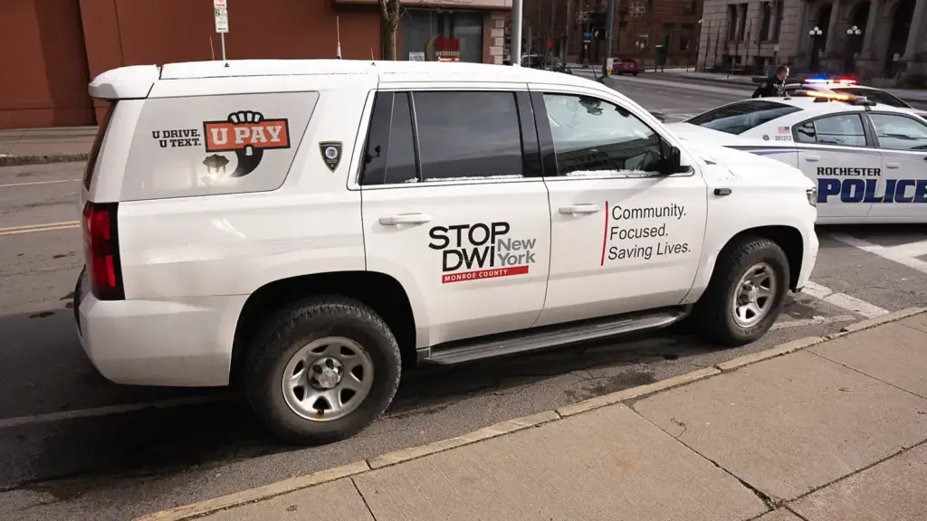 STOP-DWI New York vehicle at the Lights On For Life motorcade