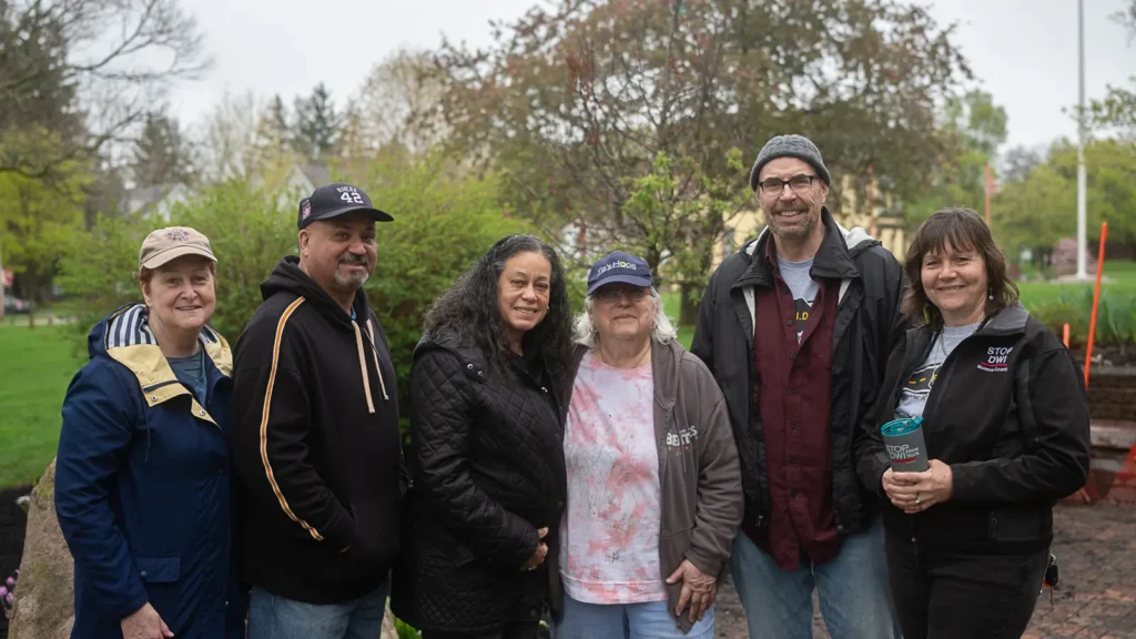 Volunteers at the memorial garden planting